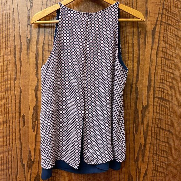 Kenar geometric print double layer halter neck sleeveless flowy tunic blouse - Picture 8 of 9